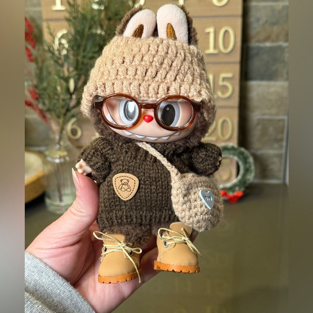 Labubu outfit set crochet glasses shoes bag *doll not included